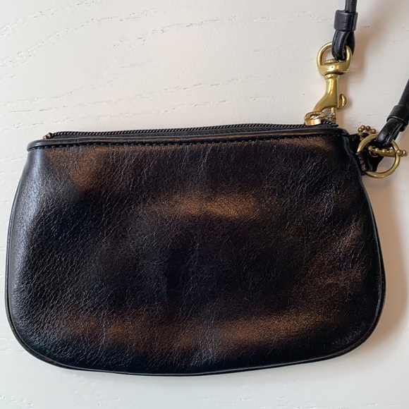 Black Leather Coach Wristlet - Picture 5 of 6